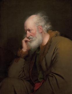Joseph Wright of Derby, A.R.A. - Study of an old man, half-length, in a brown fur-lined coat