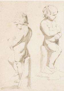 Joseph Wright Of Derby, A.R.A. - Two studies of a sculpture of a putto