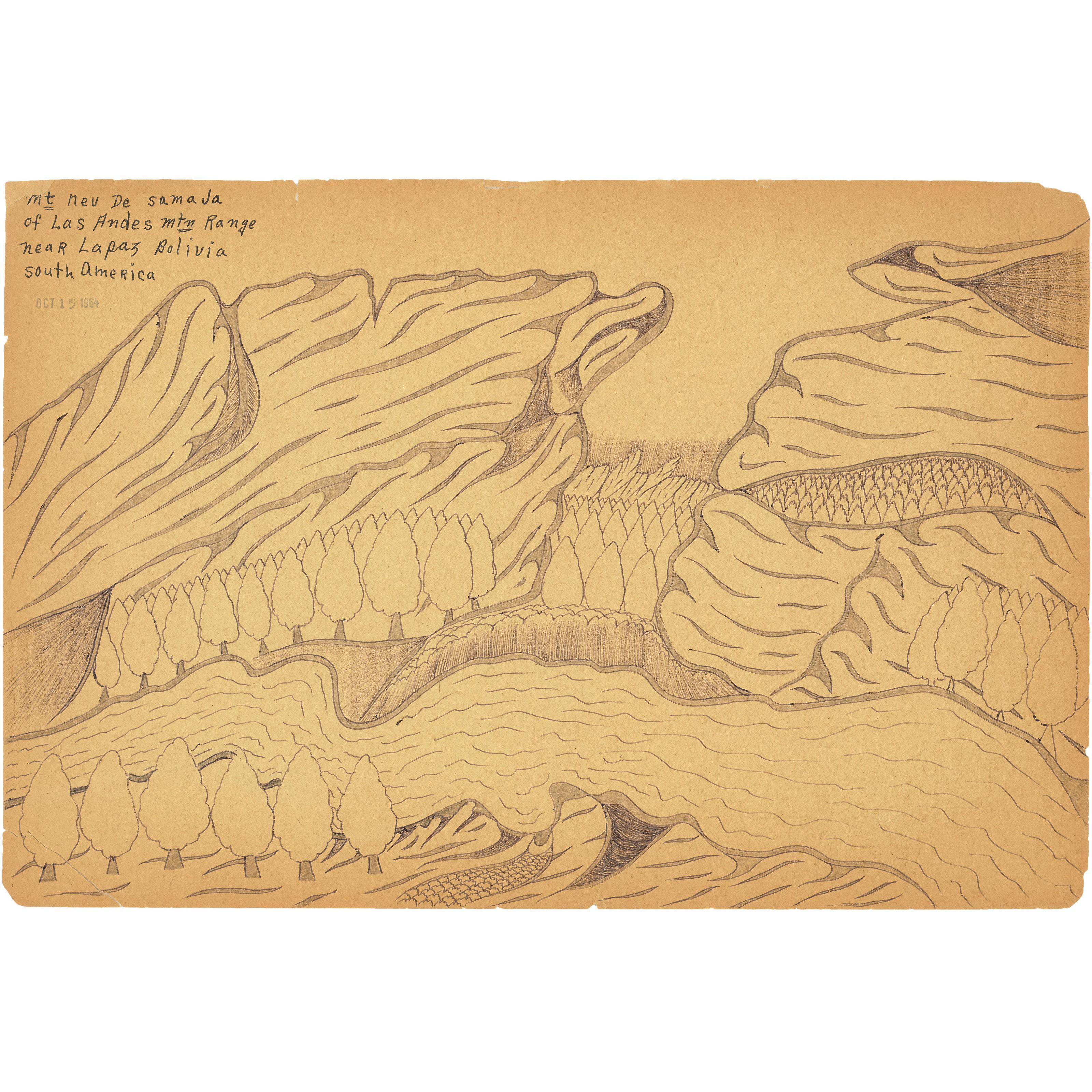 Joseph Yoakum - Mt Nev De Samaja of Las Andes Mtn Range Near La Paz Bolovia South America, 1964