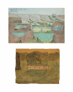 Joseph Yoakum - Near Shore of Le Huavre [sic], France and Mount El-Atate; two works