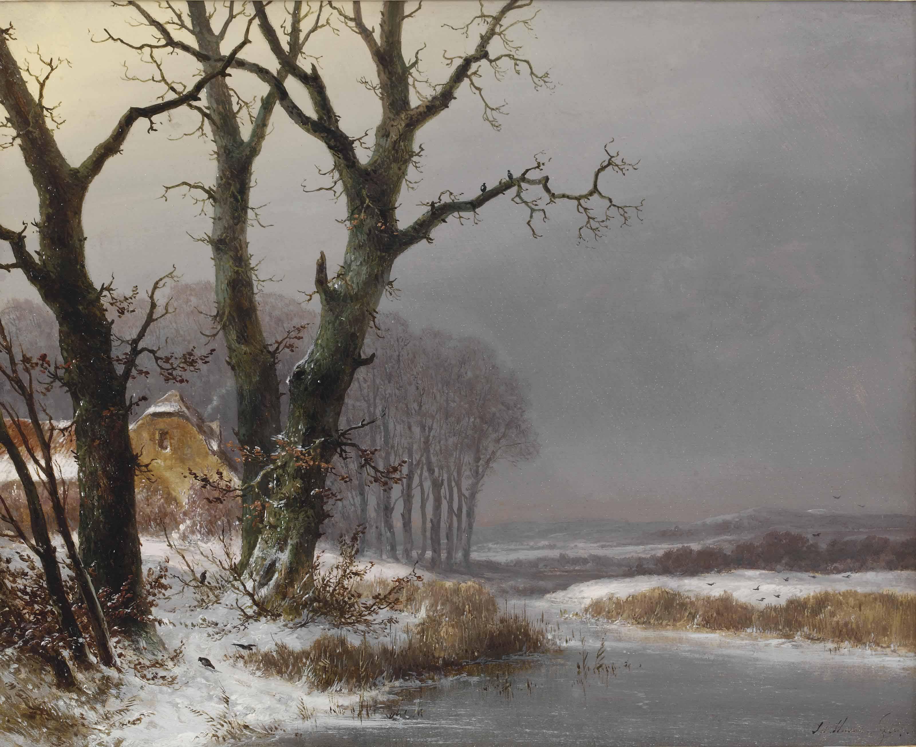 Josephus Gerardus Hans - A serene winter landscape