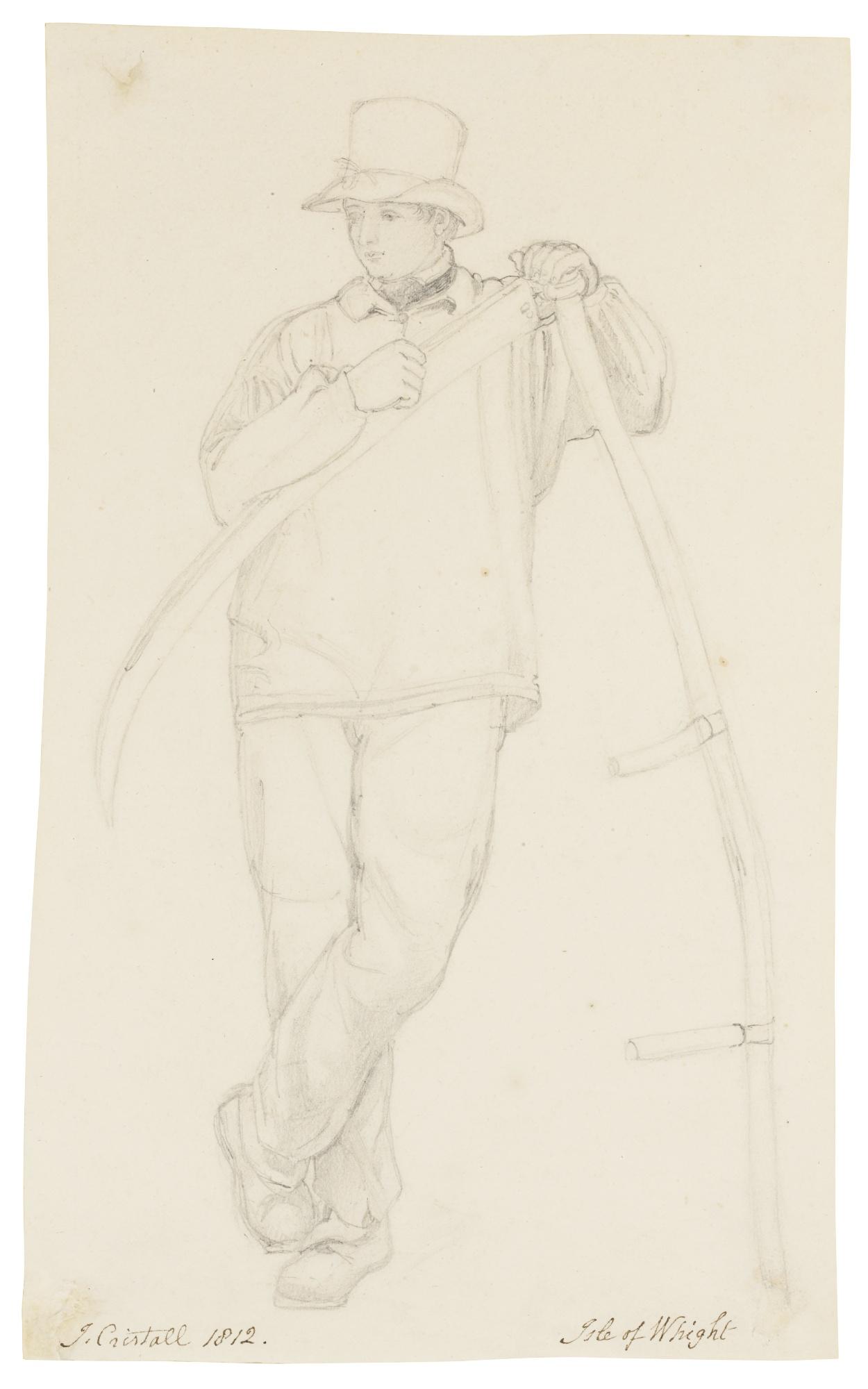 Joshua Cristall, P.O.W.S. - A Farmer Holding A Scythe, Isle Of Wight