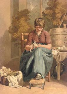 Joshua Cristall, P.O.W.S. - A Girl Peeling Turnips