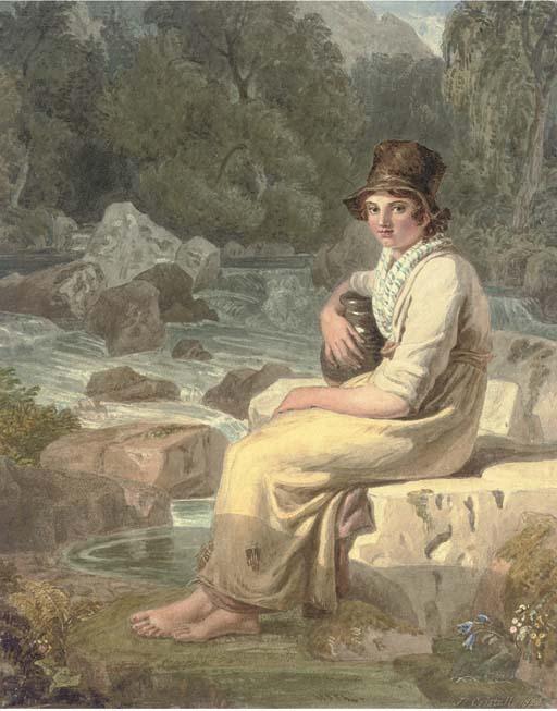 Joshua Cristall, P.O.W.S. - A Welsh Peasant Girl, Dolgelly, Merionethshire