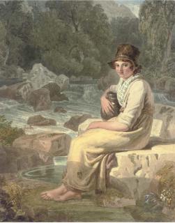 Joshua Cristall, P.O.W.S. - A Welsh Peasant Girl, Dolgelly, Merionethshire