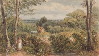 Joshua Cristall - Cottage in a landscape