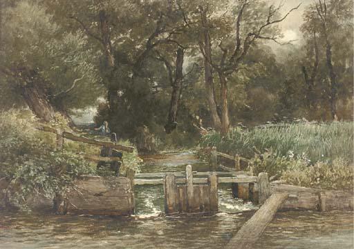 Josiah Wood Whymper, R.I. - A quiet nook on the Test, Hampshire