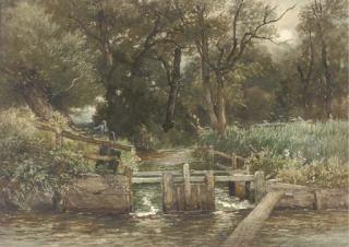 Josiah Wood Whymper, R.I. - A quiet nook on the Test, Hampshire