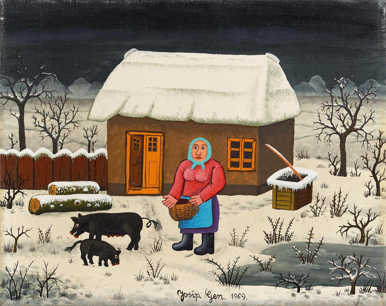 Josip Generalic - Bauersfrau mit Schweinen