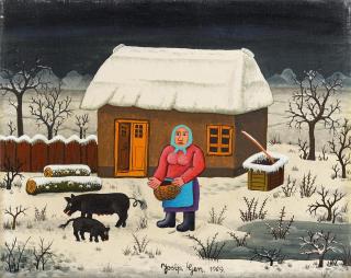 Josip Generalic - Bauersfrau mit Schweinen