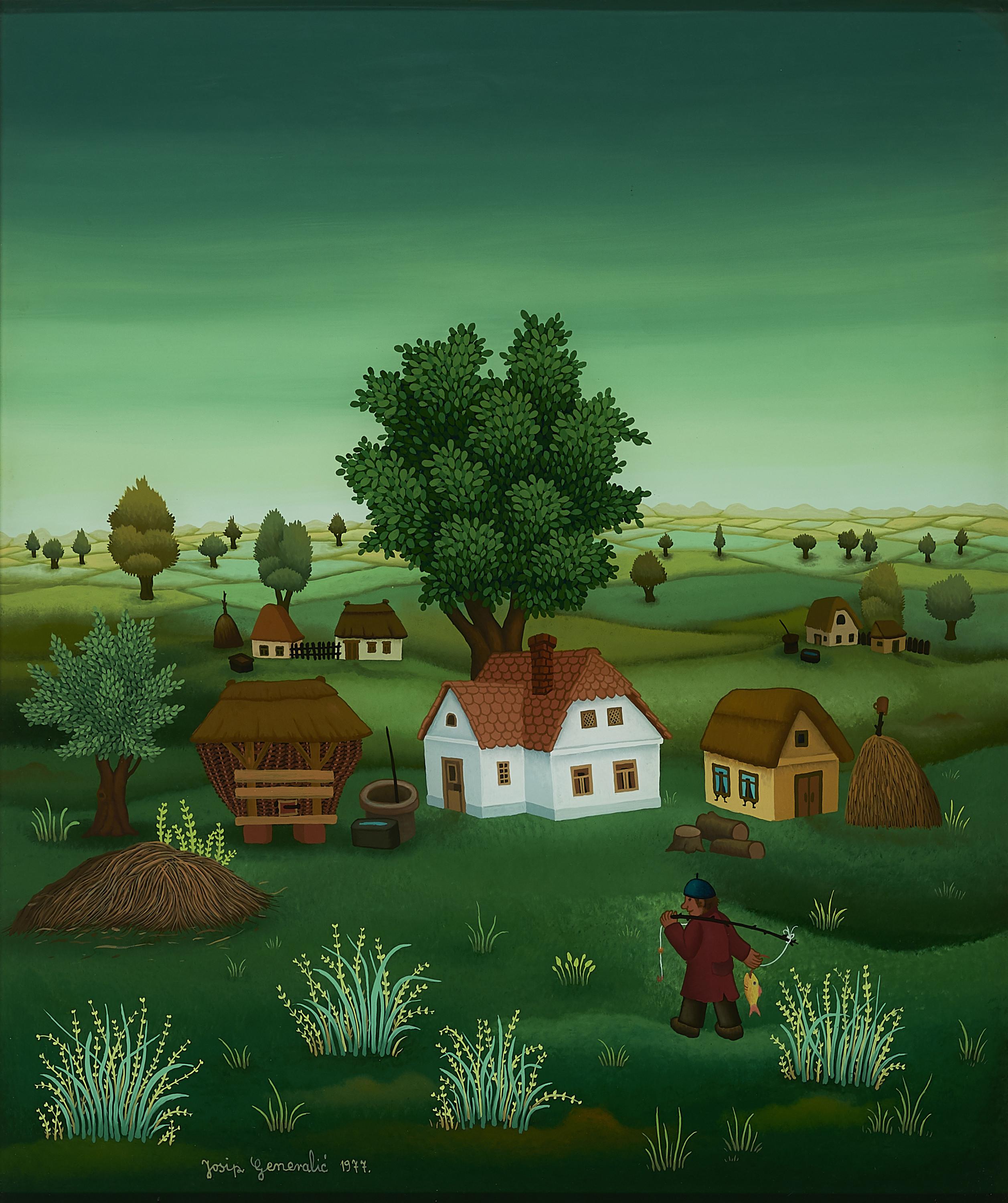 Josip Generalic - Ohne Titel (Landschaft mit Fischer).