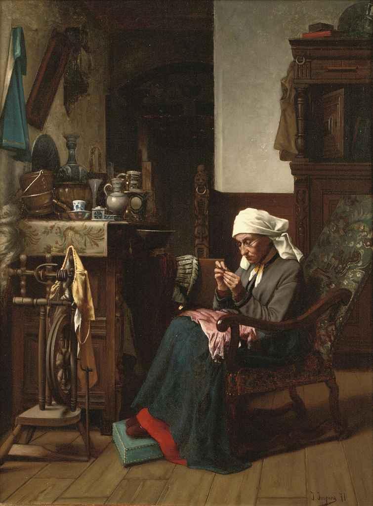 Josse Impens - Old lady sewing