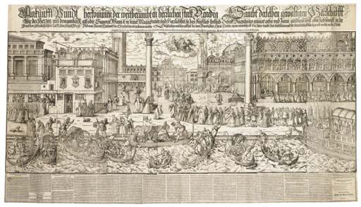 Jost Amman - Procession of the Doge in the Piazza San Marco, Venice (Andresen, Vol I, P. 65; B. 27; TIB. XX, 27; Holl. 244)