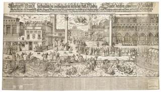 Jost Amman - Procession of the Doge in the Piazza San Marco, Venice (Andresen, Vol I, P. 65; B. 27; TIB. XX, 27; Holl. 244)