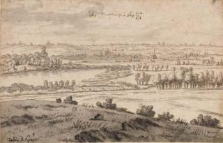 Josua De Grave - A view near Maastricht (recto); A sketch of a village (verso)