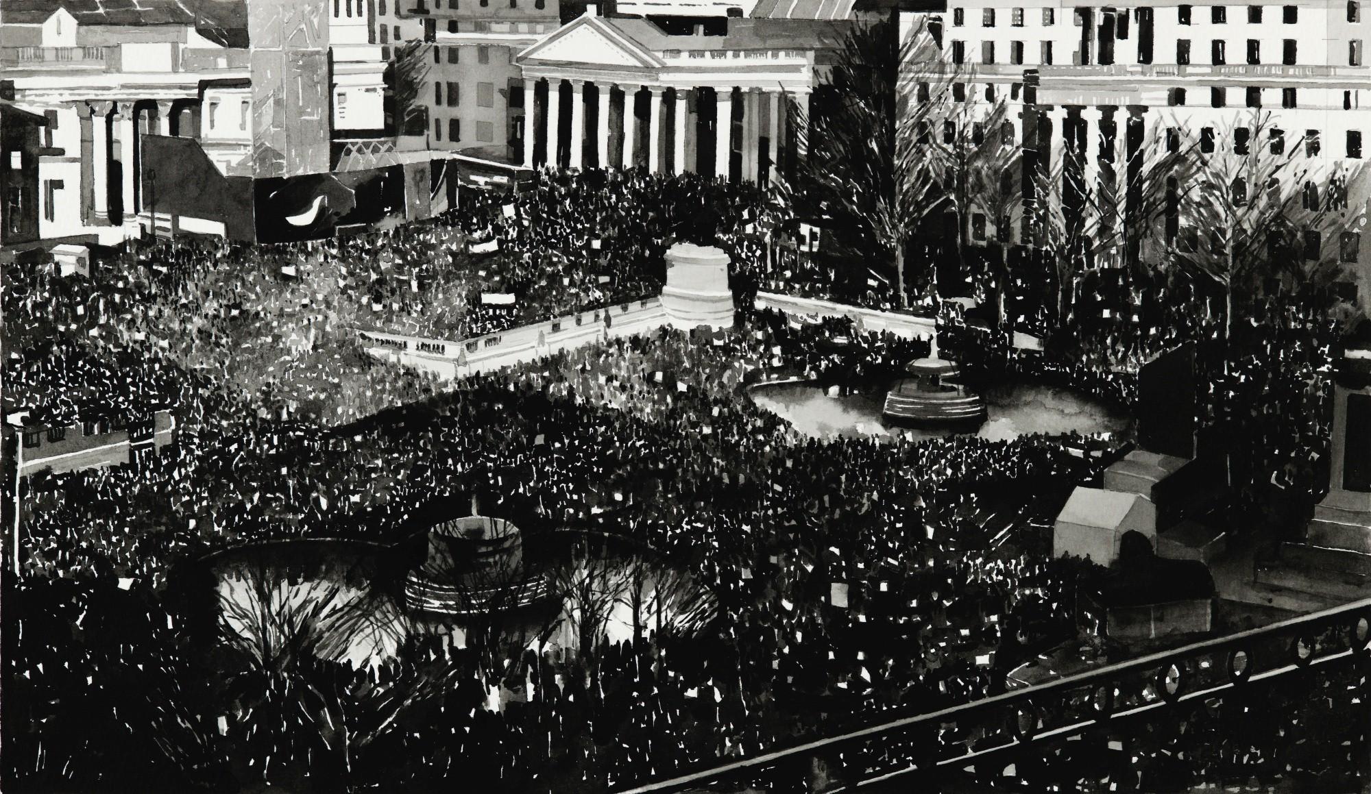 Joy Gerrard - Protest Crowd, London (Trump Visit Protest, Trafalgar Square, July 2018, Version 2) 2020