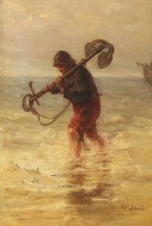 Jozef Israels - A fisherman with an anchor