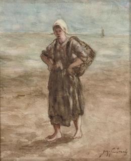Jozef Israels - A girl on the beach