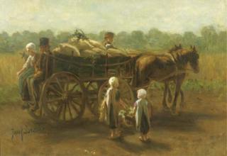 Jozef Israels - A peasant couple on a horse cart