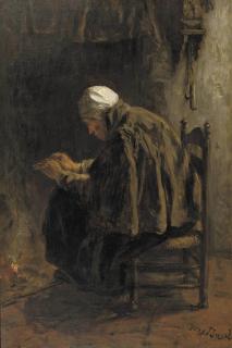 Jozef Israels - Als men oud wordt; by the fire