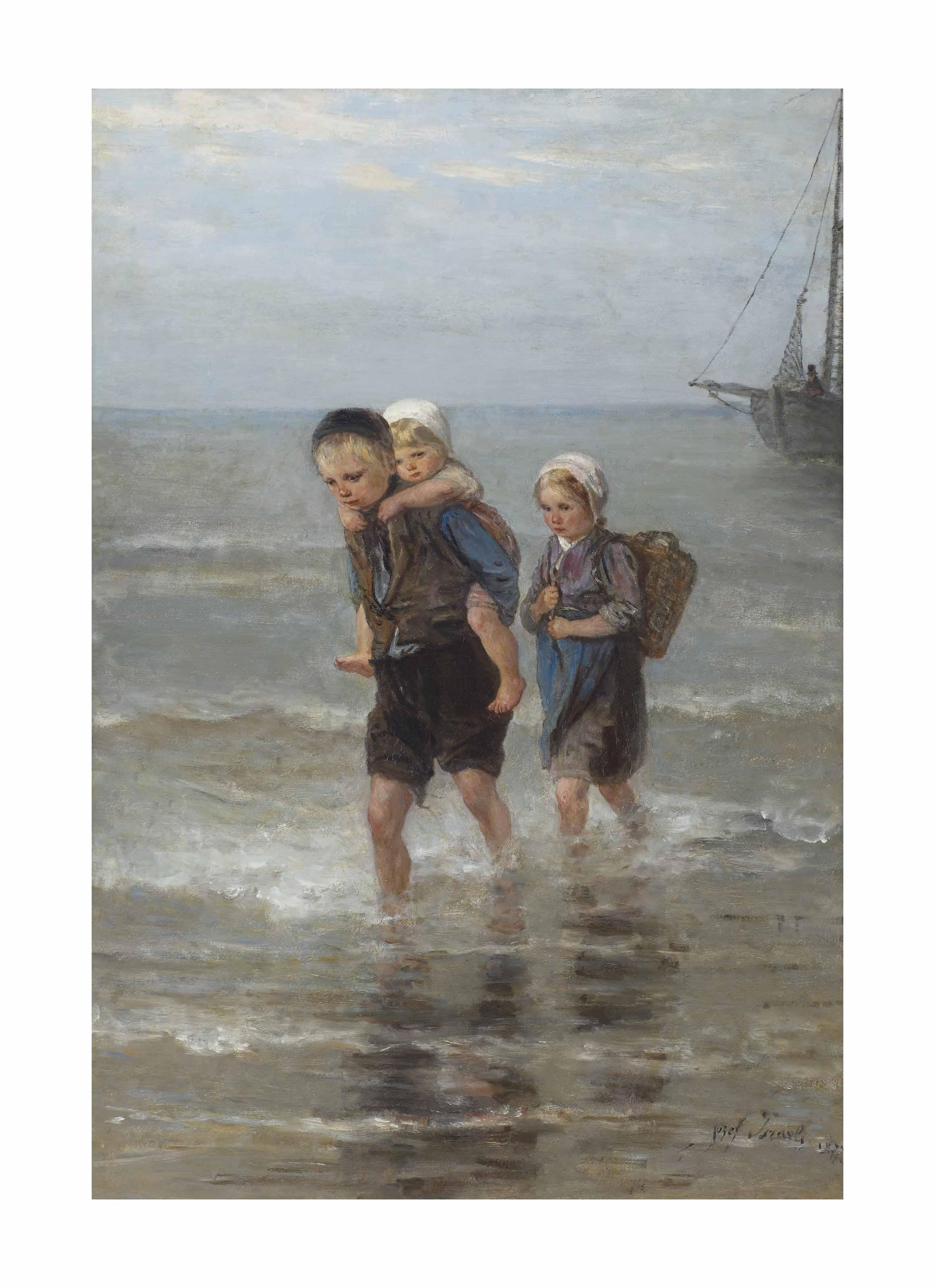 Jozef Israels - Children in the breakers