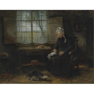 Jozef Israels - Dutch Une Vieille Demoiselle