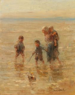 Jozef Israels - Kinderen der zee; children playing in the surf