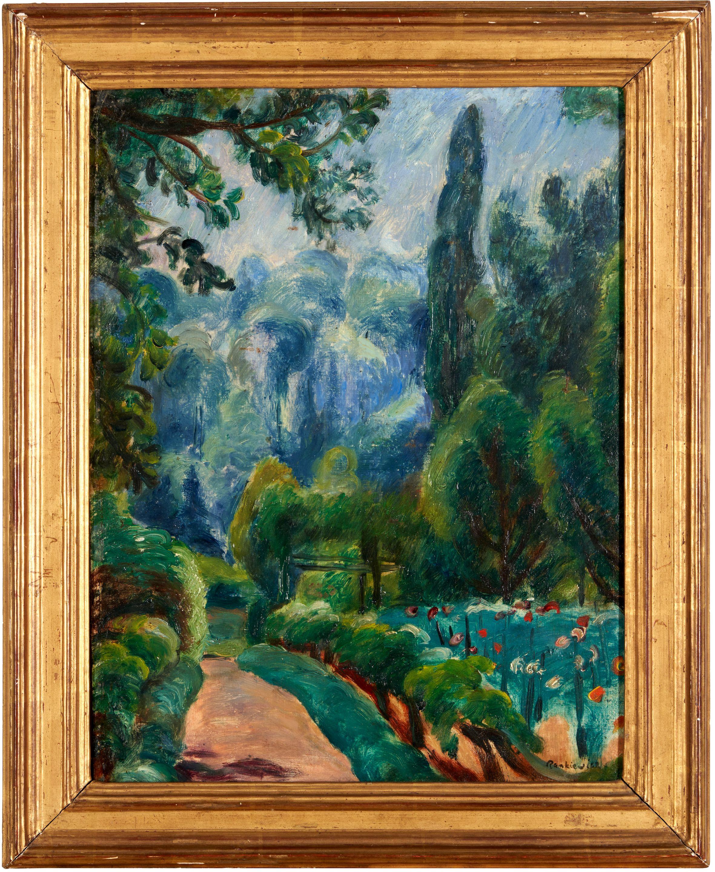 Józef Pankiewicz - The Garden Path framed 42.5 x 34.8 x 2.5 cm (16 3/4 x 13 5/8 x 1 in).