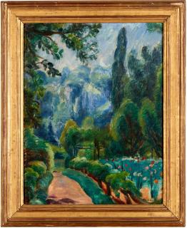 Józef Pankiewicz - The Garden Path framed 42.5 x 34.8 x 2.5 cm (16 3/4 x 13 5/8 x 1 in).