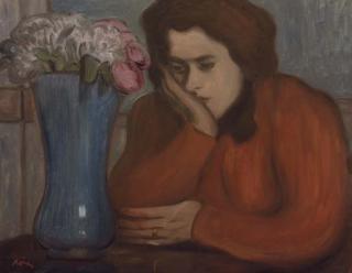 József Rippl-Rónai - Femme Pensive Au Vase de Fleurs