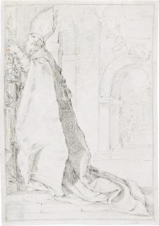 Juan Antonio de Frias y Escalante - A bishop at an altar, holding a cross