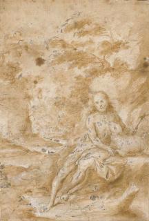 Juan de Valdés Leal - Saint John the Baptist seated in a landscape (recto); The Holy Family with Saint John the Baptist (verso)