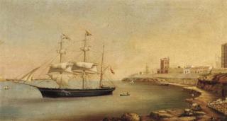 Juan Font y Vidal - The Juanita Clar in the harbour at Port Mahon, Minorca