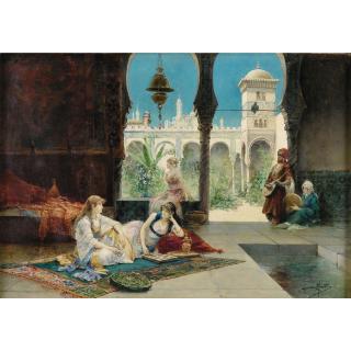 Juan Gimenez Y Martin - Scène De Haremjuan Gimenez Y Martin ; In The Harem  ; Signed Lower Right ; Oil On Canvas