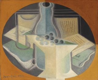 Juan Gris - Raisins, carafe et livre
