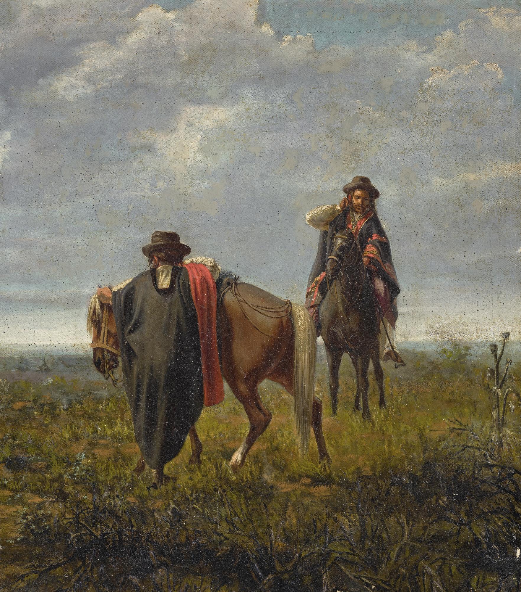 Juan Manuel Blanes - Uruguayan Los Dos Ponchos