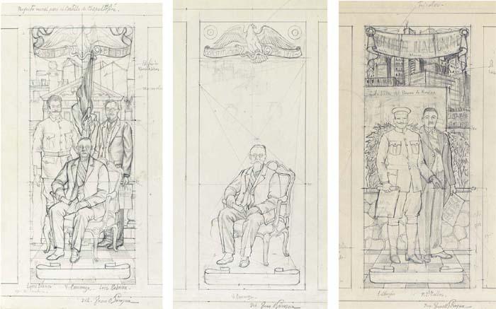 Juan O\'Gorman - Proyecto para el mural Retablo de la Independencia, Castillo de Chapultepec, México D.F. (Studies for mural Retablo de la Independencia, Castillo de Chapultepec, Mexico City)