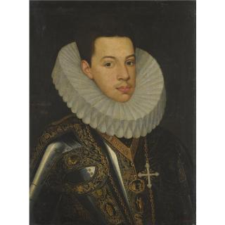 Juan Pantoja de la Cruz - Portrait Of Prince Felipe Emmanuele (1586-1605) Of Savoy, Half Length, Wearing The Badges Of The Orders Of The Annunziata And St. Mauricius And Lazarus