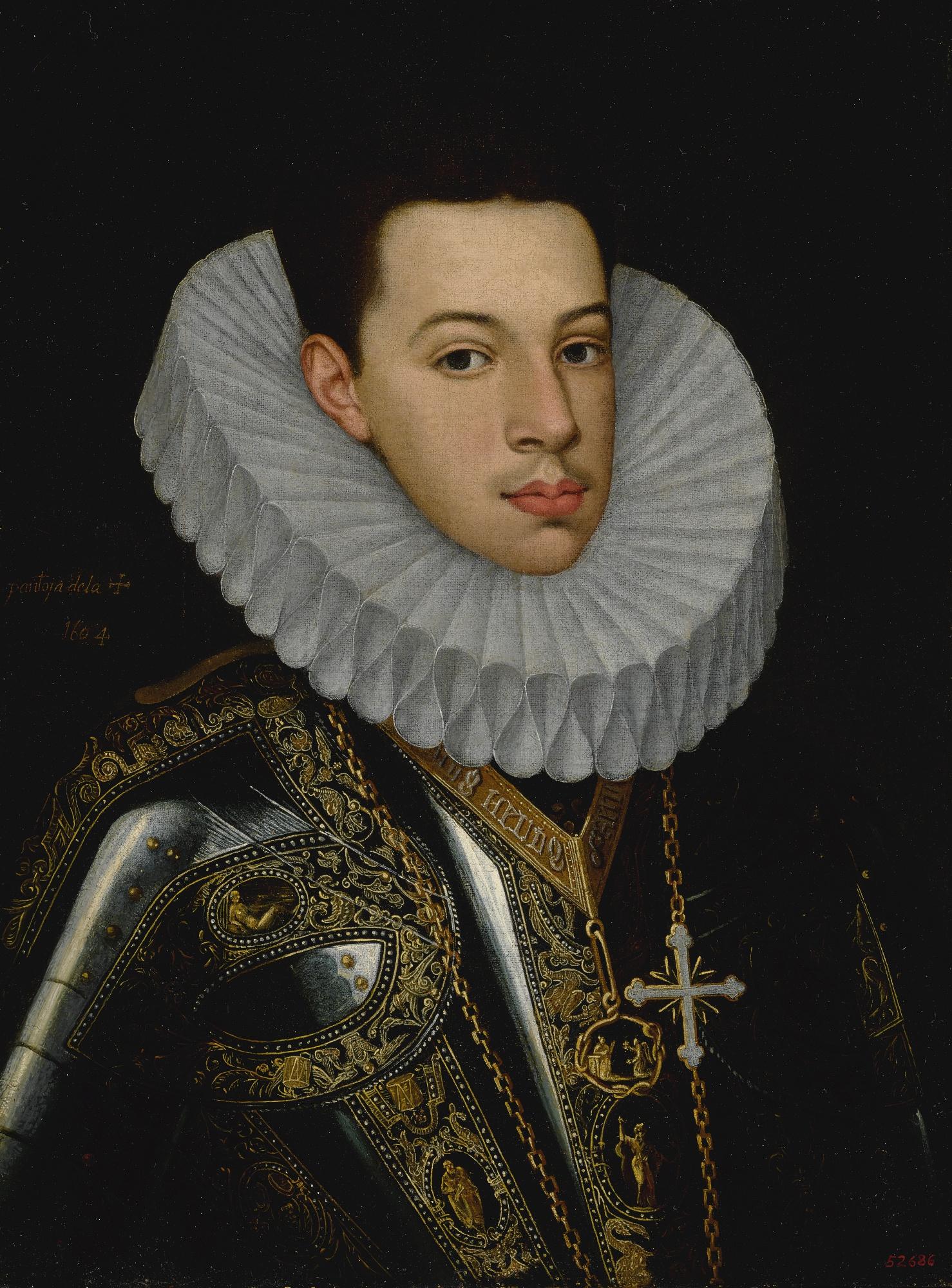 Juan Pantoja De La Cruz - Portrait Of Prince Felipe Emmanuele Of Savoy (1586-1605), Half-Length, Wearing The Badges Of The Orders Of The Annunziata And St. Mauricius And Lazarus