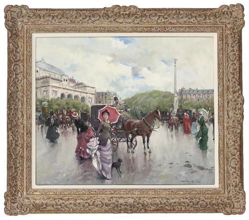 Juan Soler - An Elegant Lady With Her Parasol, Paris