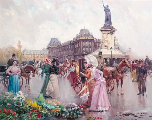 Juan Soler - Buying flowers in a Parisian street