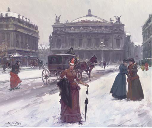 Juan Soler - Elegant figures outside the Paris opera house