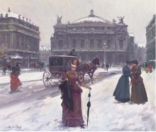 Juan Soler - Elegant figures outside the Paris opera house