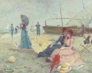 Juan Soler - Two Elegant Ladies On The Beach