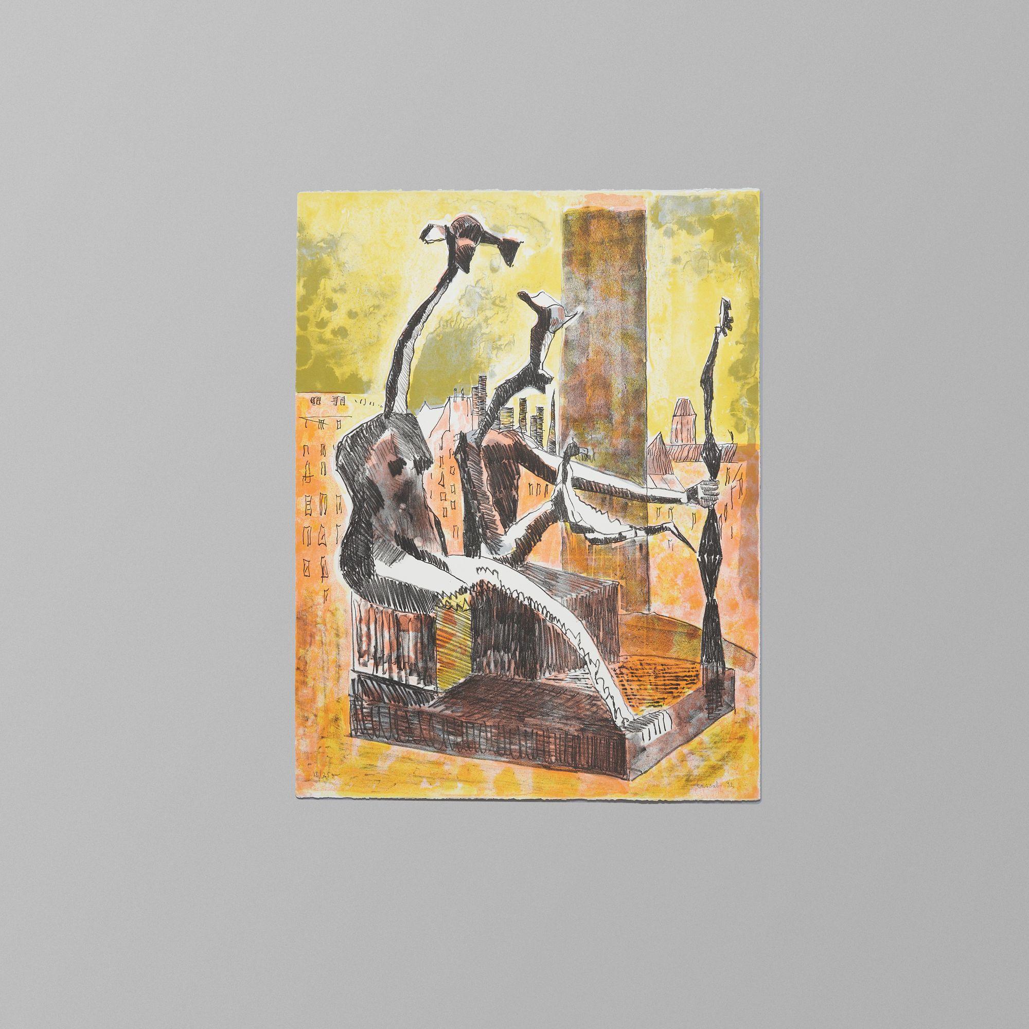 Judy Cassab - Untitled (Max Ernst on Pompidou Terrace with the Old Parisian Houses), 1992