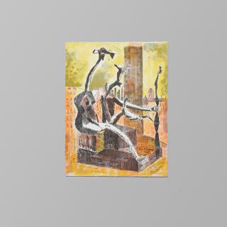 Judy Cassab - Untitled (Max Ernst on Pompidou Terrace with the Old Parisian Houses), 1992