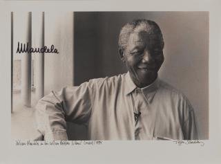 Jürgen Schadeberg - Nelson Mandela in his cell on Robben Island (revisit)