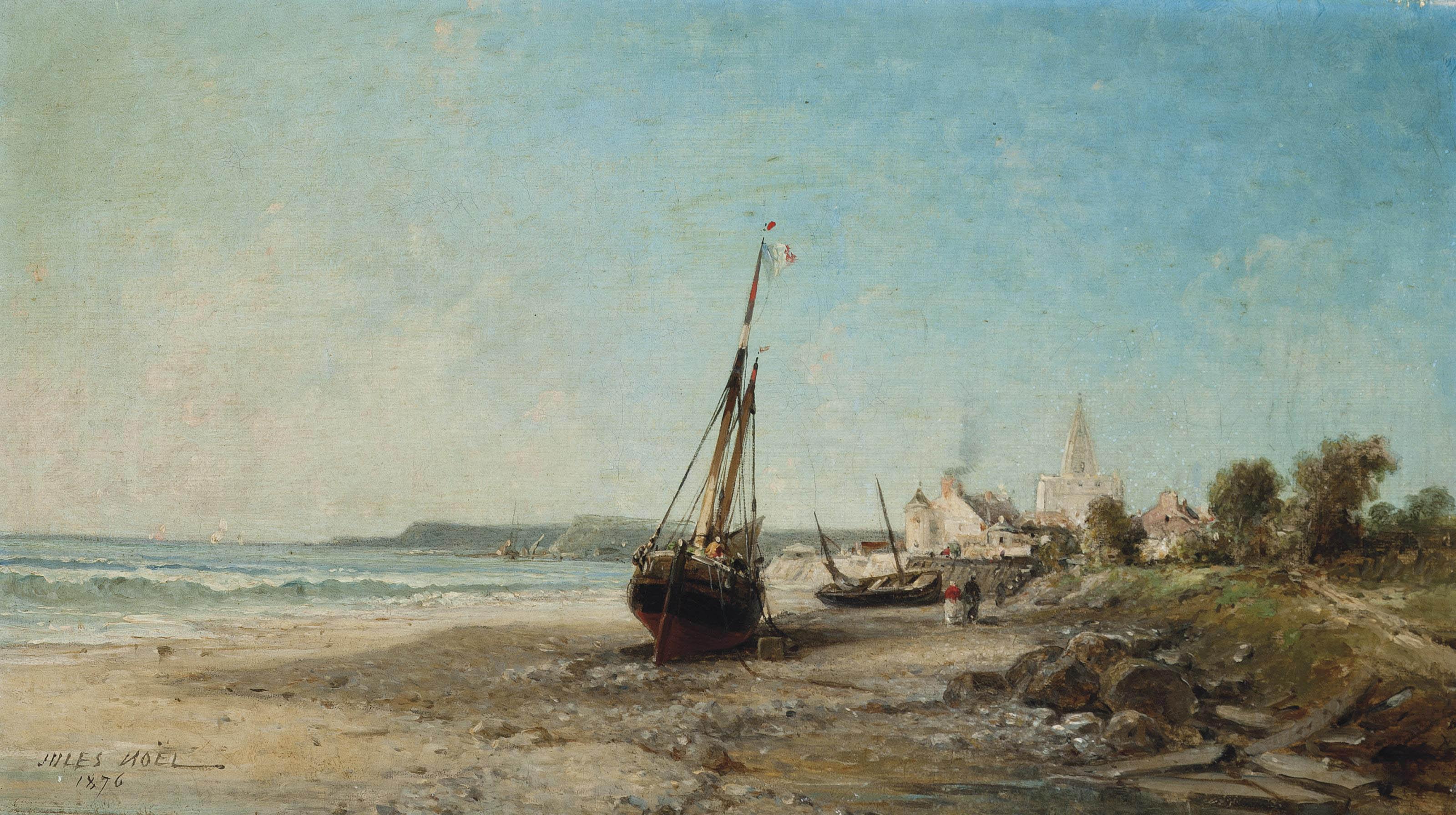 Jules Achille Nöel - Low tide at Tréport