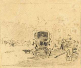 Jules Achille Noel - The carriage in the square