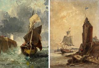 Jules Achille Noel - Zwei Marinen